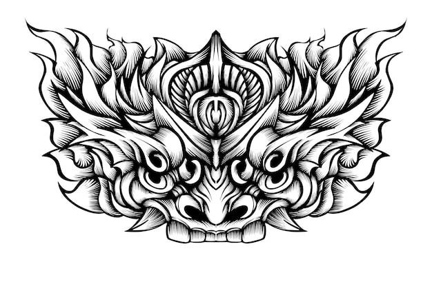 Oni mask tattoo design vector illustration