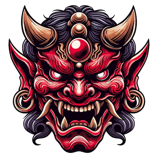 Oni mask with ferocious expression vector