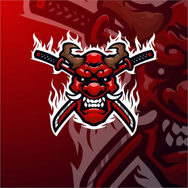 Oni masscot logo esport premium vector