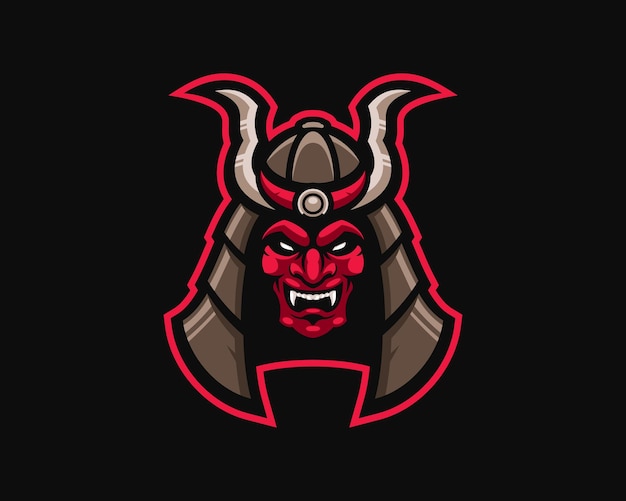 Oni Samurai Head eSports Mascot Logo