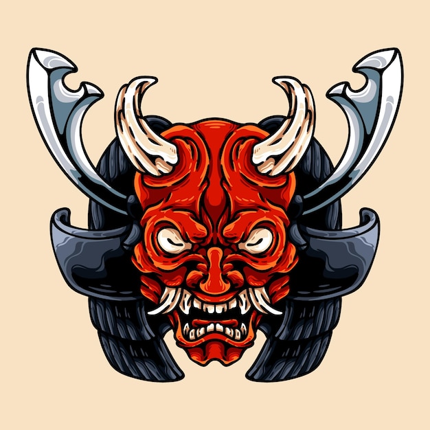 Oni And Samurai Helmet Character