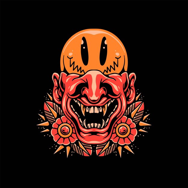 oni smile tattoo vector design