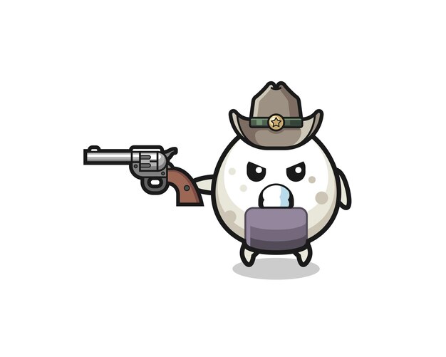 The onigiri cowboy shooting with a gun