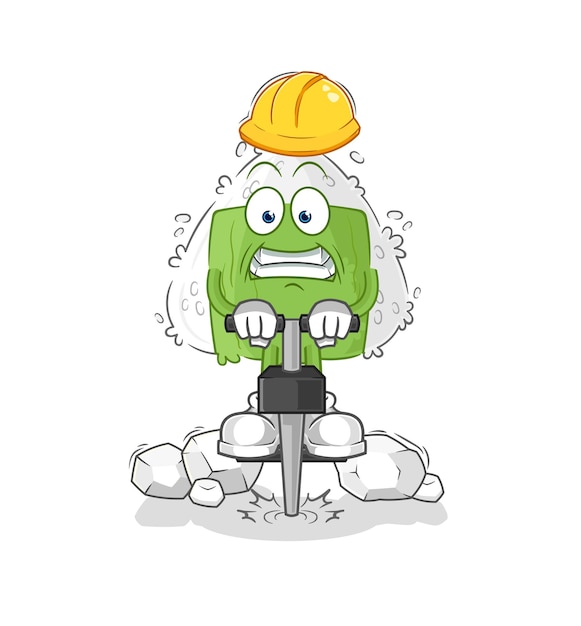 Onigiri drill the ground cartoon character vector