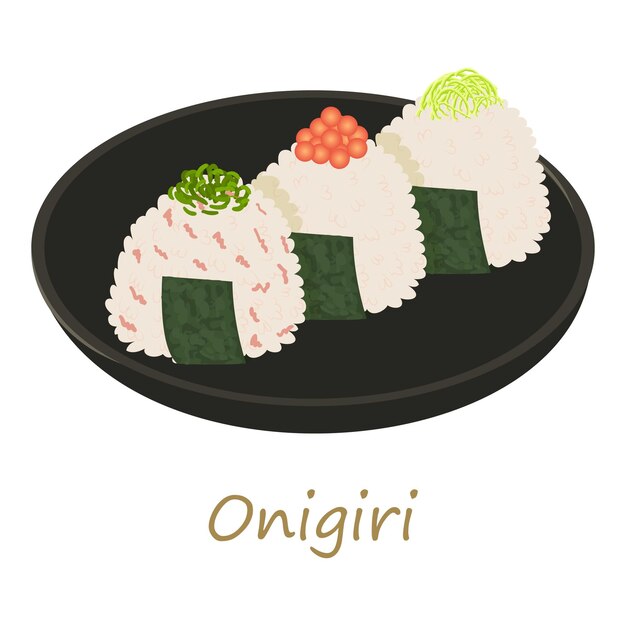 Vector onigiri icon cartoon illustration of onigiri vector icon for web isolated on white background