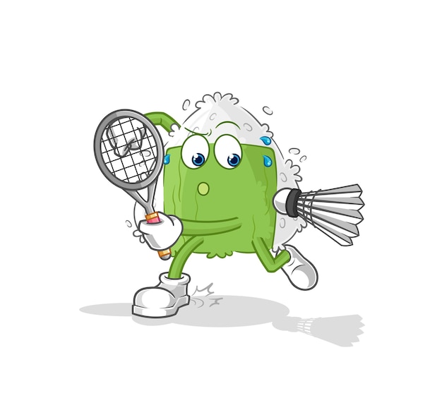 Onigiri playing badminton illustration character vector