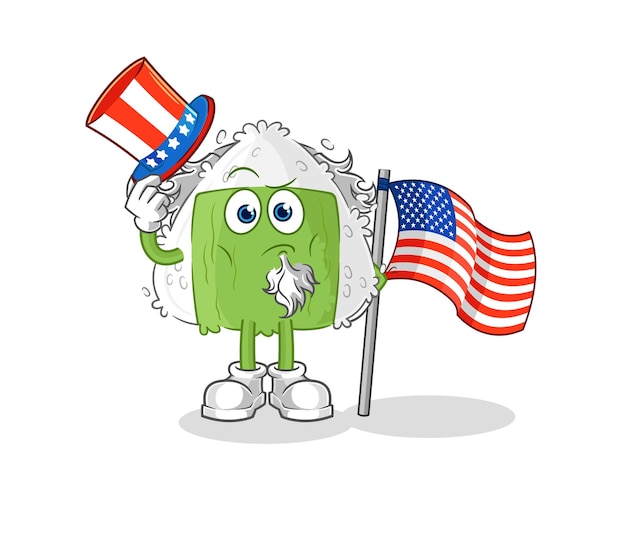 Onigiri uncle sam character cartoon mascot vector