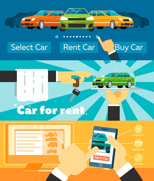 Online automobile rental business banner set