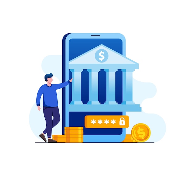 online banking flat vector illustration for banner