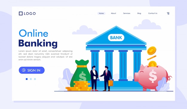 Online Banking Landing Page Website Illustration Vector Template