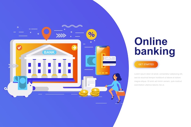 Online banking modern flat concept web banner