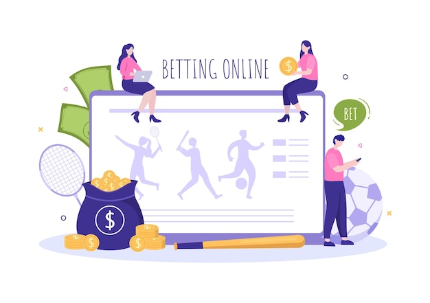 Online Betting Sports Game with Live Bet Application Service in Hand Drawn Cartoon Flat Illustration