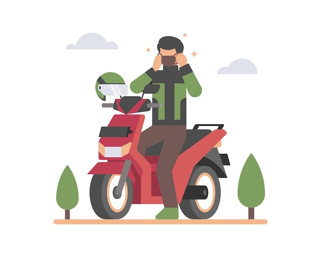 Online bike transportation wearing a face mask illustration