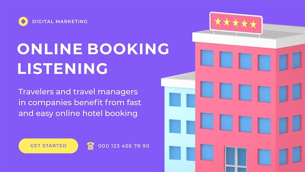 Online booking accommodation best hotel apartment digital service social media banner d icon vector