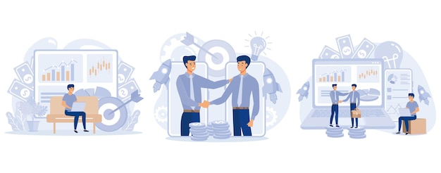 Online business concept Tiny people conclusion of the transaction