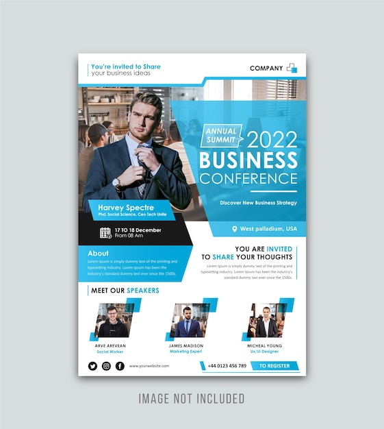 Online Business conference or corporate webinar concept poster template