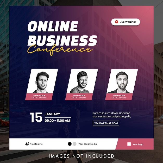 Online business conference instagram post template