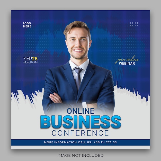 Online Business Conference live webinar banner and social media post template