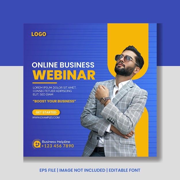 Online business conference social media post banner template