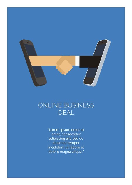 Vector online business handshake simple flat illustration