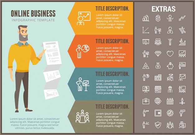 Online business infographic template and elements