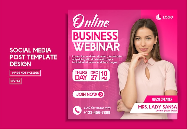 online business seminar or webinar social media post template