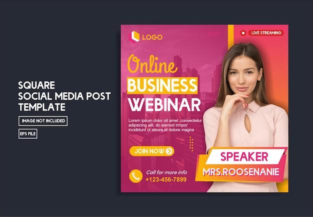 online business seminar or webinar social media post template