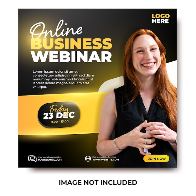 Online business webinar social media live post template design