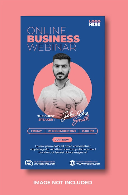 Vector online business webinar social media stories template design