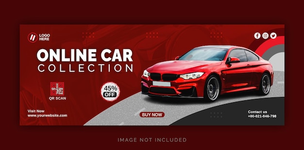 Online Car Collection Facebook Cover Ad Concept Social Media Banner Template