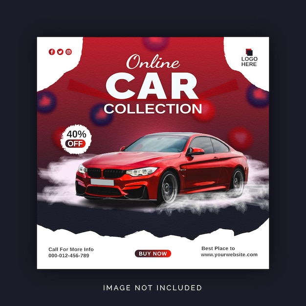 Online Car Collection For Rent Social Media Banner Instagram Post Ad Concept Template