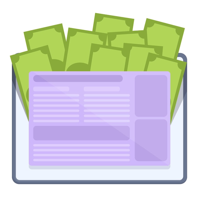 Online cash icon cartoon vector Money blog Monetize profit