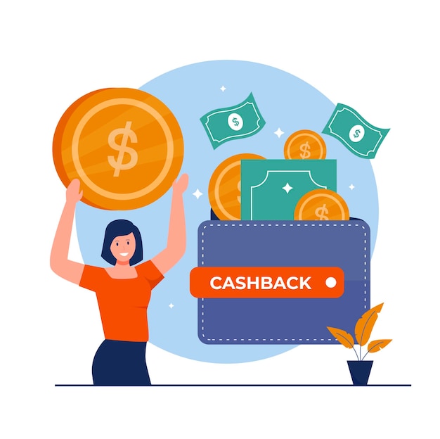 Online cashback service illustration concept Illustration for websites landing pages mobile applications posters and banners Trendy flat vector illustration