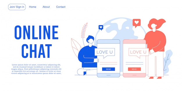 Online chat connecting loving people landing page