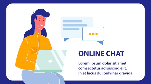 Online Chat Vector Web Banner with Text Space