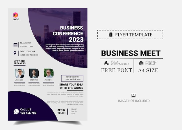 Online conference meeting flyer template design corporate business