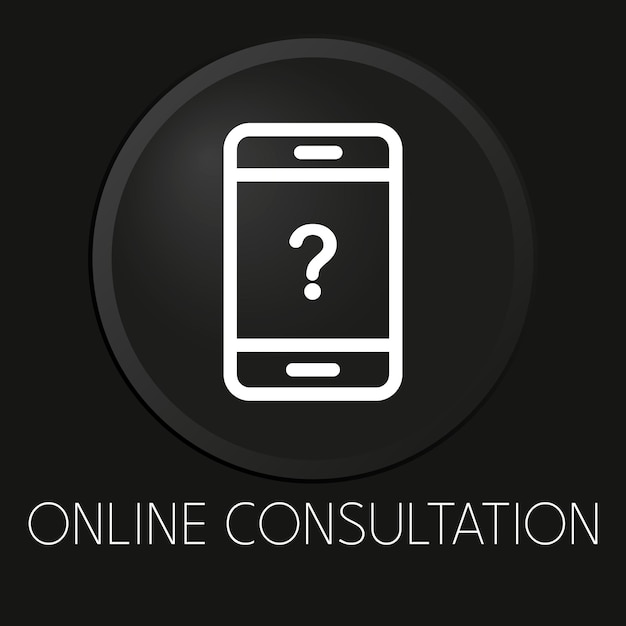 Online consultation minimal vector line icon on 3D button isolated on black background Premium Vector