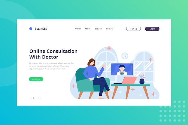 Online Consultation with Doctor for Medical Concept on Landing Page