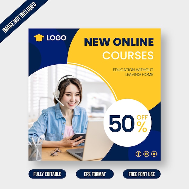 Online courses banner template