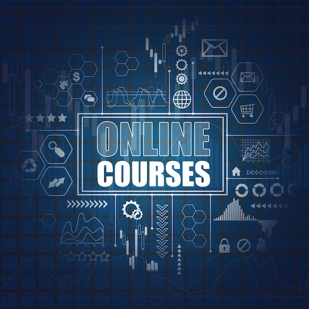 Online courses symbols chart background