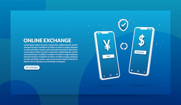 Online currency exchange concept, digital payment transaction via application