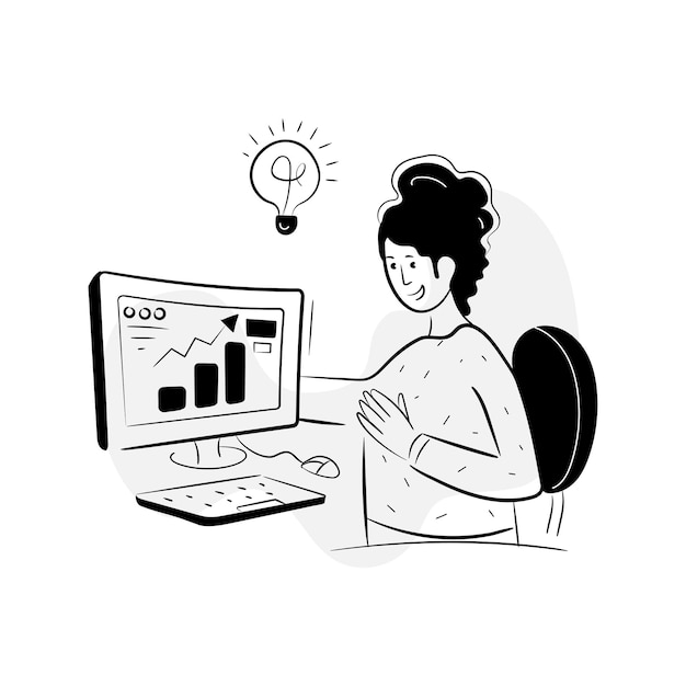 Online data  hand drawn illustration of website analytics