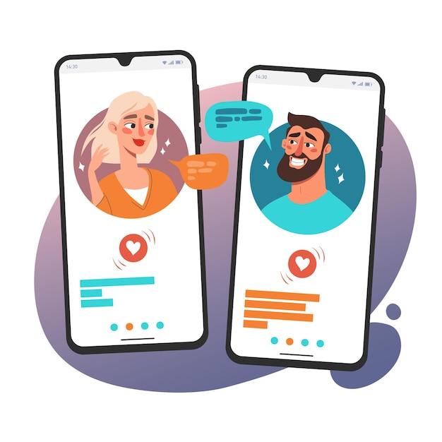 Online dating app concept Communication with smartphone vector illustration