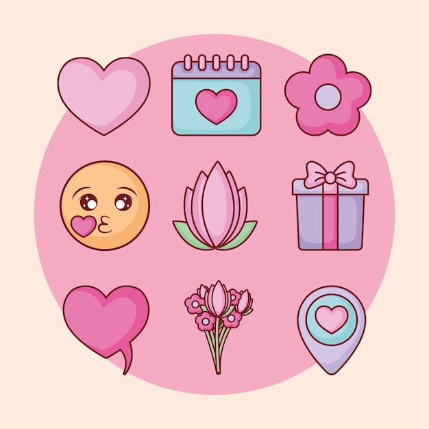 Online dating related icons 