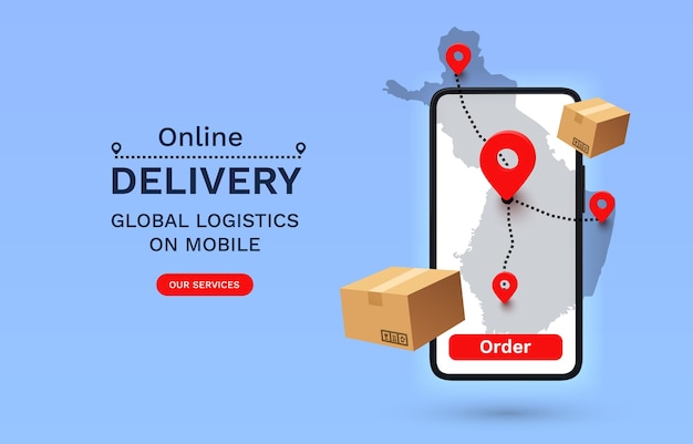 Online Delivery global logistics on mobile delivery within the Finland Vector illustration