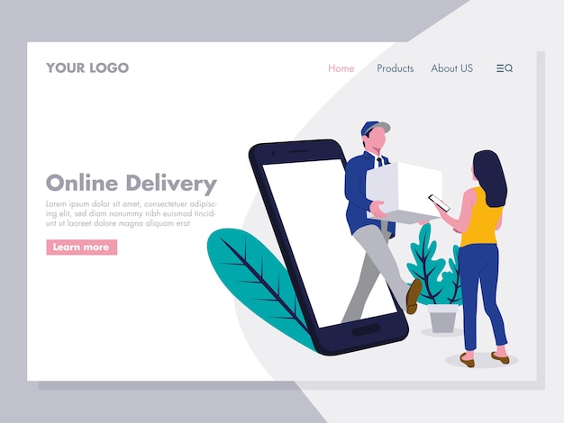 Online Delivery Illustration for landing page