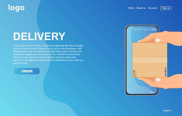 Online delivery service concept landing page App Online delivery service Internet shipping web