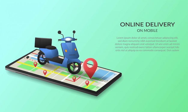 Online delivery service concept on mobile, online order tracking,Delivery home and office. City logistics