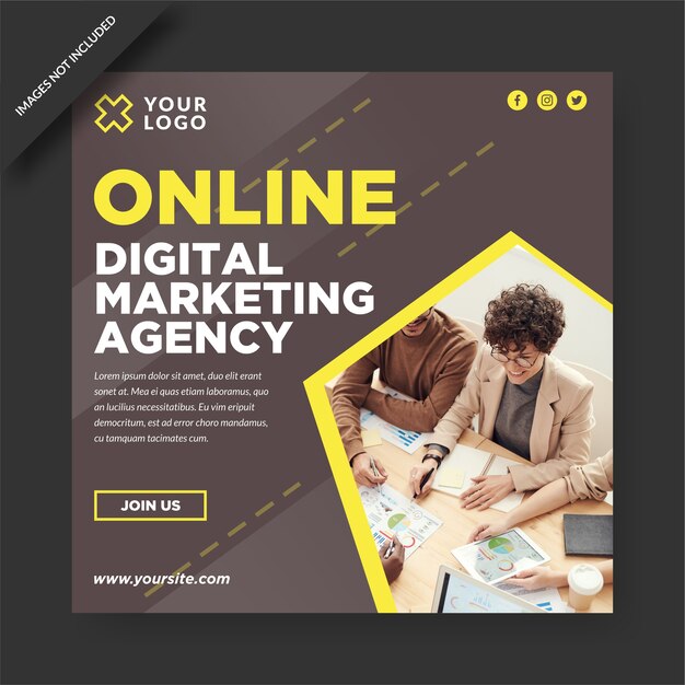 Vector online digital marketing agency social media post template  