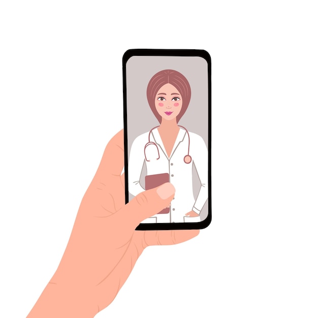 Online doctor consultation Telemedicine concept Hand drawn illustration